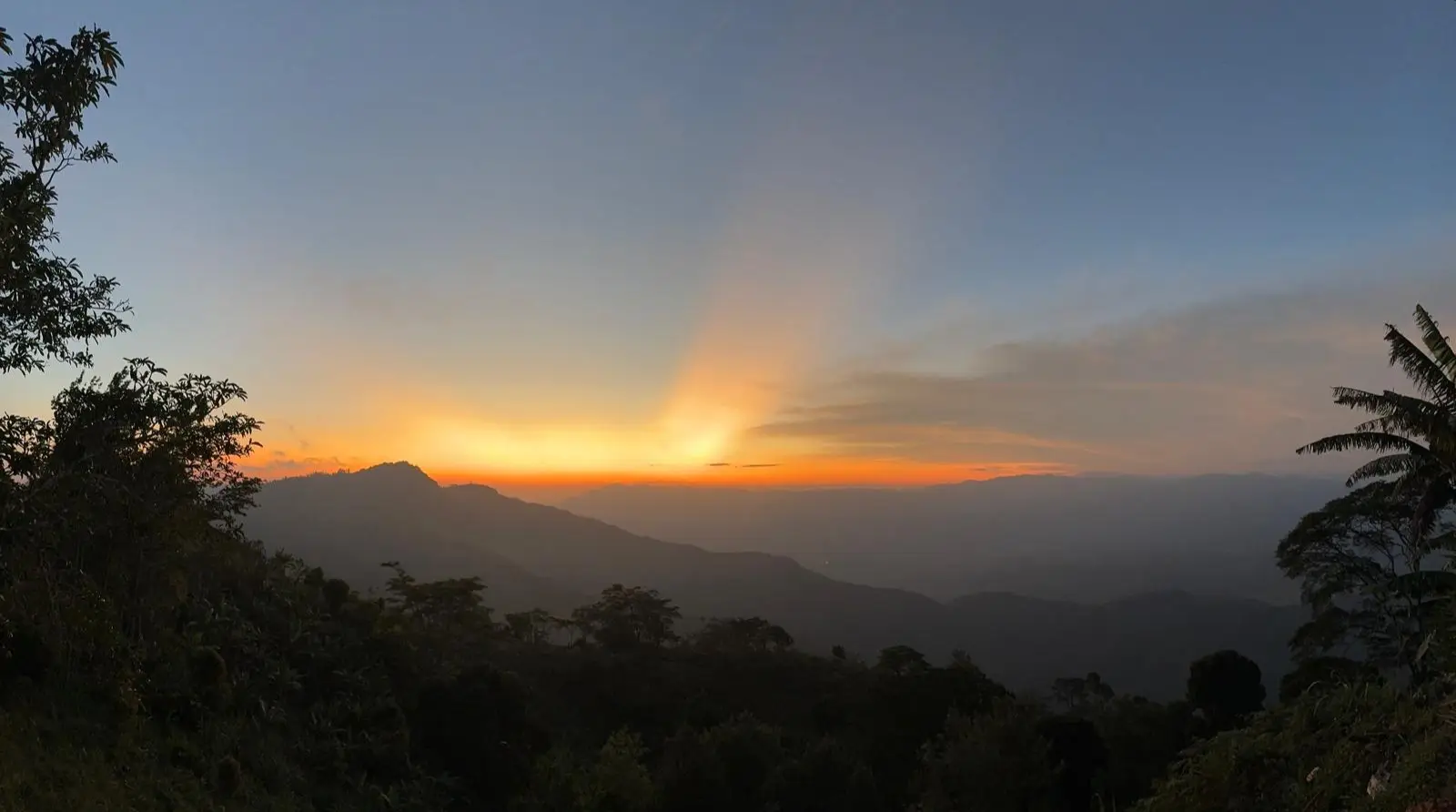 Forested ridges of the Nilo Nature Forest Reserve, East Usambara Mountains, Tanzania, at dusk